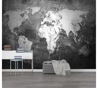 XLMING Minimalist Abstract Relief Black and White World Map 3D Wallpaper Luxury Silk Study Dining Feature Sofa Grey Bedroom Living Room Tv Decorative Wall-430cm×300cm