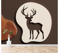 XLMING Minimalist Antlers Deer Silhouette Nature Art 3D Wallpaper Premium Textured Silk Study Dining Living Room Bedroom Sofa TV Wall Easy Install-300cm×210cm