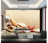 XLMING Minimalist Beach Creative Starfish Shells 3D Wallpaper Luxury Silk Study Dining Feature Sofa Grey Bedroom Living Room Tv Decorative Wall-300cm×210cm