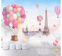 XLMING Minimalist Beautiful Dreamlike Balloons Architecture 3D Wallpaper Luxury Silk Study Dining Feature Sofa Grey Bedroom Living Room Tv Decorative Wall-200cm×140cm