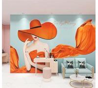 XLMING Minimalist Beautiful People Orange Yellow Clothing 3D Wallpaper Premium Textured Silk Study Dining Living Room Bedroom Sofa TV Wall Easy Install-200cm×140cm