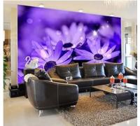 XLMING Minimalist Beautiful Three Dimensional Purple Flowers 3D Wallpaper Luxury Home Dining Decor Paste Sofa Living Room The Wall for Bedroom Mural-150cm×105cm