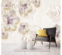 XLMING Minimalist Beautiful Three Dimensional White Flowers 3D Wallpaper Premium Textured Silk Study Dining Living Room Bedroom Sofa TV Wall Easy Install-250cm×170cm