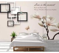 XLMING Minimalist Black and White Geometric Butterfly Flowers 3D Wallpaper Silky Texture Home Study Office Grey Dining Room Sofa Bedroom Living Room TV Backdrop-150cm×105cm