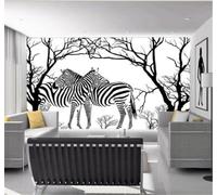 XLMING Minimalist Black and White Relief Zebra Forest 3D Wallpaper Luxury Silk Study Dining Feature Sofa Grey Bedroom Living Room Tv Decorative Wall-350cm×256cm