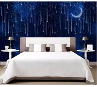 XLMING Minimalist Blue Starry Sky Moon Universe 3D Wallpaper Premium Textured Silk Study Dining Living Room Bedroom Sofa TV Wall Easy Install-200cm×140cm