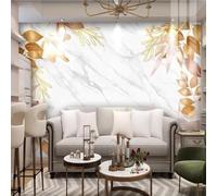 XLMING Minimalist Botanical Leaves Marble Effect Art 3D Wallpaper Luxury Home Dining Decor Paste Sofa Living Room The Wall for Bedroom Mural-350cm×256cm