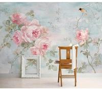XLMING Minimalist Botanical Pink Flowers Birds 3D Wallpaper Luxury Home Dining Decor Paste Sofa Living Room The Wall for Bedroom Mural-300cm×210cm
