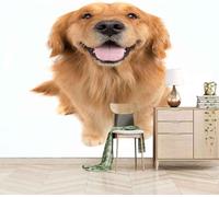 XLMING Minimalist Brown Animal Puppy 3D Wallpaper Premium Textured Silk Study Dining Living Room Bedroom Sofa TV Wall Easy Install-150cm×105cm