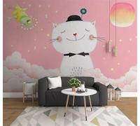 XLMING Minimalist Cartoon Hand Drawn Kitten Art 3D Wallpaper Luxury Home Dining Decor Paste Sofa Living Room The Wall for Bedroom Mural-400cm×280cm