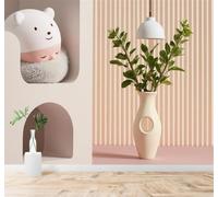 XLMING Minimalist Ceramic Vase Green Plants Cute Little Bear 3D Wallpaper Premium Textured Silk Study Dining Living Room Bedroom Sofa TV Wall Easy Install-150cm×105cm