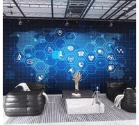 XLMING Minimalist Circuit Board Abstract World Map High Tech 3D Wallpaper Luxury Home Dining Decor Paste Sofa Living Room The Wall for Bedroom Mural-150cm×105cm