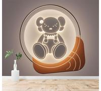 XLMING Minimalist Creative Cute Bear Silhouette Soft Glow 3D Wallpaper Premium Textured Silk Study Dining Living Room Bedroom Sofa TV Wall Easy Install-350cm×256cm
