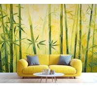 XLMING Minimalist Creative Hand Drawn Green Bamboo Grove 3D Wallpaper Premium Textured Silk Study Dining Living Room Bedroom Sofa TV Wall Easy Install-150cm×105cm