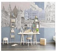 XLMING Minimalist Creative Hand Drawn Lines Urban Architecture 3D Wallpaper Silky Texture Home Study Office Grey Dining Room Sofa Bedroom Living Room TV Backdrop-300cm×210cm