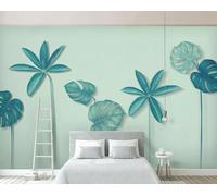 XLMING Minimalist Creative Three Dimensional Plants Green Leaves 3D Wallpaper Luxury Silk Study Dining Feature Sofa Grey Bedroom Living Room Tv Decorative Wall-430cm×300cm