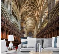 XLMING Minimalist Creative Vintage Spaces Palaces Churches 3D Wallpaper Silky Texture Home Study Office Grey Dining Room Sofa Bedroom Living Room TV Backdrop-150cm×105cm