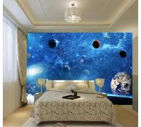 XLMING Minimalist Fresh Beautiful Universe Planet 3D Wallpaper Silky Texture Home Study Office Grey Dining Room Sofa Bedroom Living Room TV Backdrop-430cm×300cm