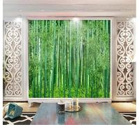 XLMING Minimalist Fresh Green Bamboo Grove Landscape 3D Wallpaper Silky Texture Home Study Office Grey Dining Room Sofa Bedroom Living Room TV Backdrop-300cm×210cm