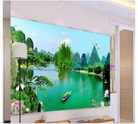 XLMING Minimalist Fresh Green Mountains and Rivers Scenery 3D Wallpaper Luxury Home Dining Decor Paste Sofa Living Room The Wall for Bedroom Mural-200cm×140cm