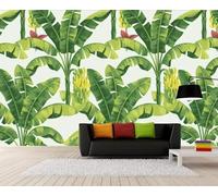 XLMING Minimalist Fresh Greenery Banana Leaf 3D Wallpaper Luxury Silk Study Dining Feature Sofa Grey Bedroom Living Room Tv Decorative Wall-250cm×170cm