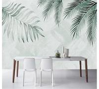 XLMING Minimalist Fresh Hand Drawn Green Leaves 3D Wallpaper Silky Texture Home Study Office Grey Dining Room Sofa Bedroom Living Room TV Backdrop-150cm×105cm