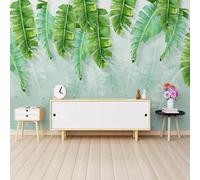 XLMING Minimalist Fresh Three Dimensional Plants Green Leaves 3D Wallpaper Premium Textured Silk Study Dining Living Room Bedroom Sofa TV Wall Easy Install-400cm×280cm