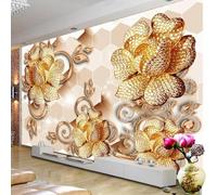 XLMING Minimalist Geometric Three Dimensiona Golden Flowers 3D Wallpaper Luxury Home Dining Decor Paste Sofa Living Room The Wall for Bedroom Mural-300cm×210cm