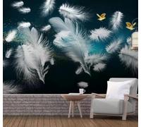 XLMING Minimalist Gold Birds Hand Drawn Feathers 3D Wallpaper Luxury Home Dining Decor Paste Sofa Living Room The Wall for Bedroom Mural-300cm×210cm