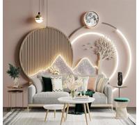 XLMING Minimalist Golden Deer Trees Mountains Moonlight 3D Wallpaper Silky Texture Home Study Office Grey Dining Room Sofa Bedroom Living Room TV Backdrop-150cm×105cm