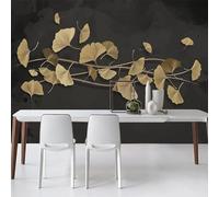 XLMING Minimalist Golden Relief Lines Ginkgo Leaves 3D Wallpaper Luxury Home Dining Decor Paste Sofa Living Room The Wall for Bedroom Mural-250cm×170cm