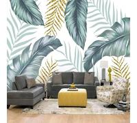 XLMING Minimalist Green Gold Leaves Art 3D Wallpaper Luxury Home Dining Decor Paste Sofa Living Room The Wall for Bedroom Mural-350cm×256cm