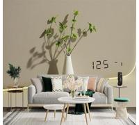 XLMING Minimalist Green Leaves White Vase Soft Shadows 3D Wallpaper Silky Texture Home Study Office Grey Dining Room Sofa Bedroom Living Room TV Backdrop-400cm×280cm