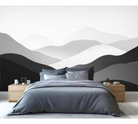 XLMING Minimalist Hand Drawn Black and White Mountain Peaks Art 3D Wallpaper Luxury Home Dining Decor Paste Sofa Living Room The Wall for Bedroom Mural-400cm×280cm