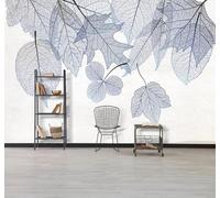 XLMING Minimalist Hand Drawn Blue Leaves Art 3D Wallpaper Luxury Home Dining Decor Paste Sofa Living Room The Wall for Bedroom Mural-300cm×210cm