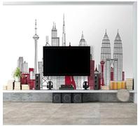 XLMING Minimalist Hand Drawn Geometric Lines Architecture 3D Wallpaper Luxury Silk Study Dining Feature Sofa Grey Bedroom Living Room Tv Decorative Wall-150cm×105cm