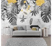XLMING Minimalist Hand Drawn Leaves Abstract Gold 3D Wallpaper Luxury Home Dining Decor Paste Sofa Living Room The Wall for Bedroom Mural-300cm×210cm