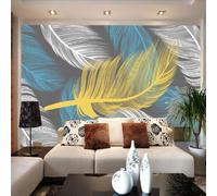 XLMING Minimalist Hand Drawn Three Dimensional Colourful Feathers 3D Wallpaper Luxury Home Dining Decor Paste Sofa Living Room The Wall for Bedroom Mural-400cm×280cm