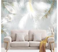XLMING Minimalist Hand Drawn Watercolour Feathers Fresh and Light 3D Wallpaper Silky Texture Home Study Office Grey Dining Room Sofa Bedroom Living Room TV Backdrop-150cm×105cm