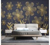 XLMING Minimalist Light Luxury Gold Lines Flowers 3D Wallpaper Luxury Home Dining Decor Paste Sofa Living Room The Wall for Bedroom Mural-250cm×170cm