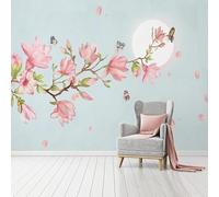 XLMING Minimalist Moon Pink Flowers Butterfly 3D Wallpaper Luxury Home Dining Decor Paste Sofa Living Room The Wall for Bedroom Mural-350cm×256cm