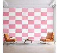 XLMING Minimalist Pink White Geometric Art 3D Wallpaper Premium Textured Silk Study Dining Living Room Bedroom Sofa TV Wall Easy Install-400cm×280cm