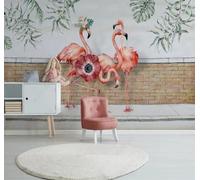 XLMING Minimalist Plants Green Leaves Flowers Flamingos 3D Wallpaper Luxury Home Dining Decor Paste Sofa Living Room The Wall for Bedroom Mural-430cm×300cm