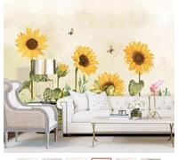 XLMING Minimalist Retro Hand Drawn Sunflowers Pastoral 3D Wallpaper Luxury Home Dining Decor Paste Sofa Living Room The Wall for Bedroom Mural-430cm×300cm