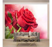 XLMING Minimalist Romantic Red Roses 3D Wallpaper Textured Silk Easy Install Living Room Sofa Bedroom Dining Room Home Decoration Wall-430cm×300cm