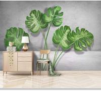 XLMING Minimalist Three Dimensiona Fresh Green Leaves 3D Wallpaper Luxury Home Dining Decor Paste Sofa Living Room The Wall for Bedroom Mural-300cm×210cm