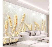 XLMING Minimalist Three Dimensiona Golden Wheat Art 3D Wallpaper Luxury Home Dining Decor Paste Sofa Living Room The Wall for Bedroom Mural-200cm×140cm