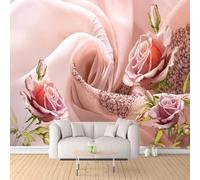 XLMING Minimalist Three Dimensiona Romantic Pink Roses 3D Wallpaper Luxury Home Dining Decor Paste Sofa Living Room The Wall for Bedroom Mural-400cm×280cm