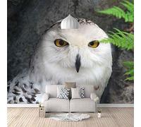 XLMING Minimalist Three Dimensional Animals Owl Green Leaves 3D Wallpaper Silky Texture Home Study Office Grey Dining Room Sofa Bedroom Living Room TV Backdrop-430cm×300cm