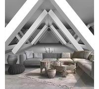 XLMING Minimalist Three Dimensional Architecture Spatial Extension 3D Wallpaper Silky Texture Home Study Office Grey Dining Room Sofa Bedroom Living Room TV Backdrop-300cm×210cm